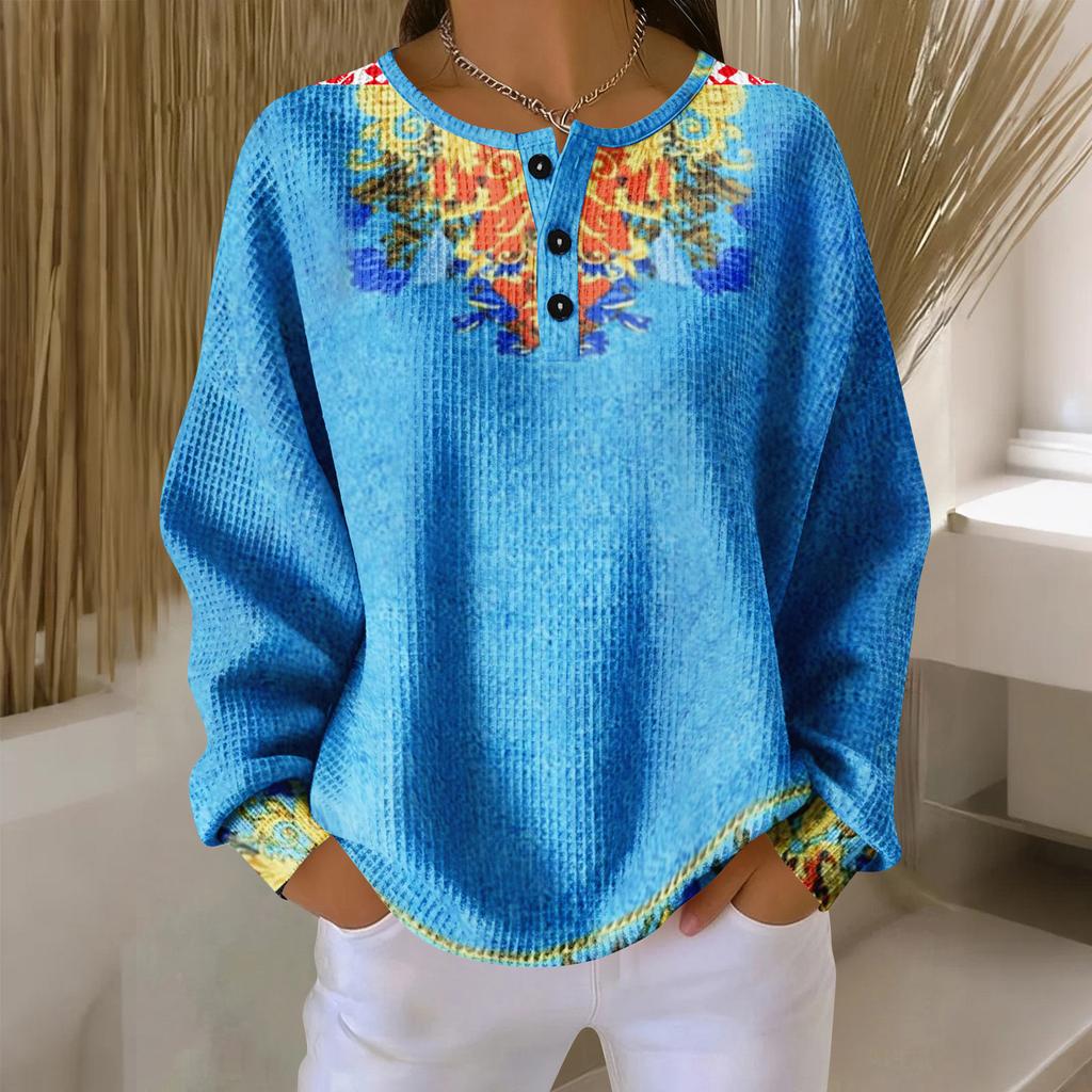 Women's Casual Shirts Long Sleeve Tops Button Up V Neck Loose Knit Fall Favorites For Women