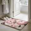 Pfingstrosenblumen-Malerei Bodenteppich Weiche Flanell-Absorbierende Matte Rutschfester Teppich Haus Schlafzimmer Badezimmer