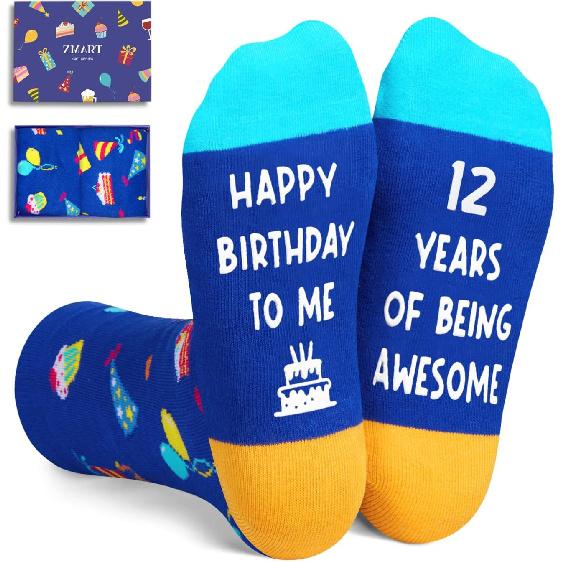 Zmart 12th Birthday Gifts for Tween - Socks for Boys Girls Age 12, 12 Yr Old Gift Ideas