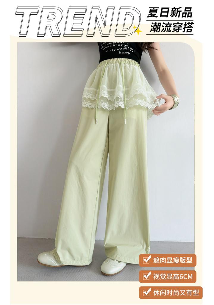 Girls' pants summer thin style children's lace lace lace fart curtain wide leg pants summer breathable big children's quick drying sports pants