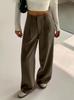 Fashion Women Loose Wide Leg Suit Pants High Waist Trousers Spring Autumn Casual Pants Ladies Elegant Solid Color Ladies Simple Long Trousers