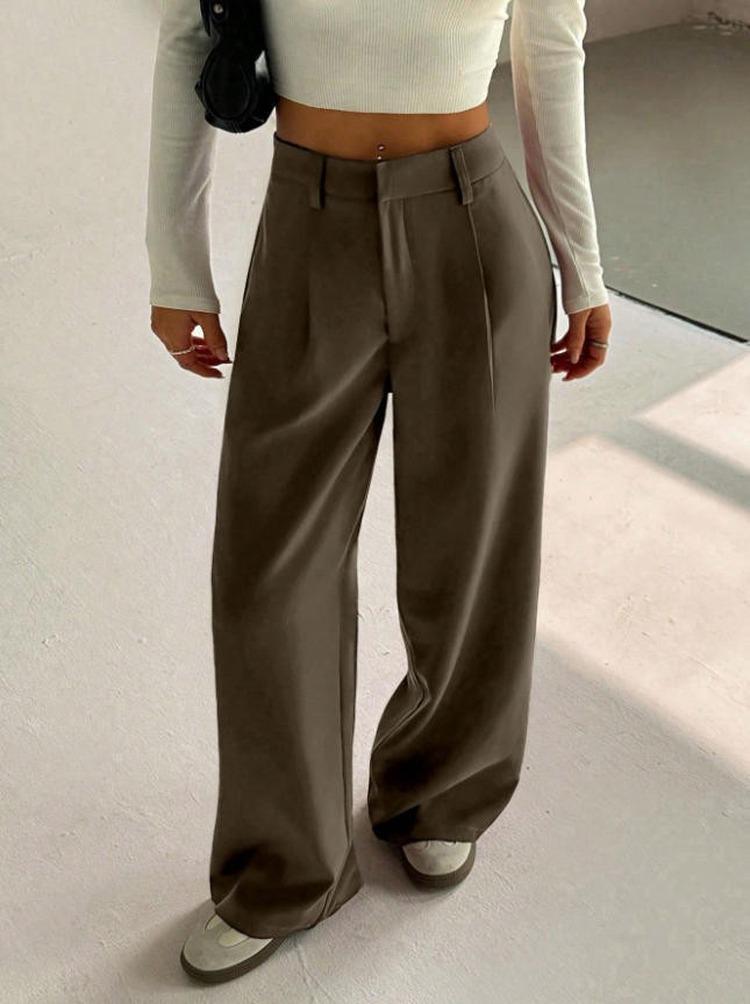 Fashion Women Loose Wide Leg Suit Pants High Waist Trousers Spring Autumn Casual Pants Ladies Elegant Solid Color Ladies Simple Long Trousers