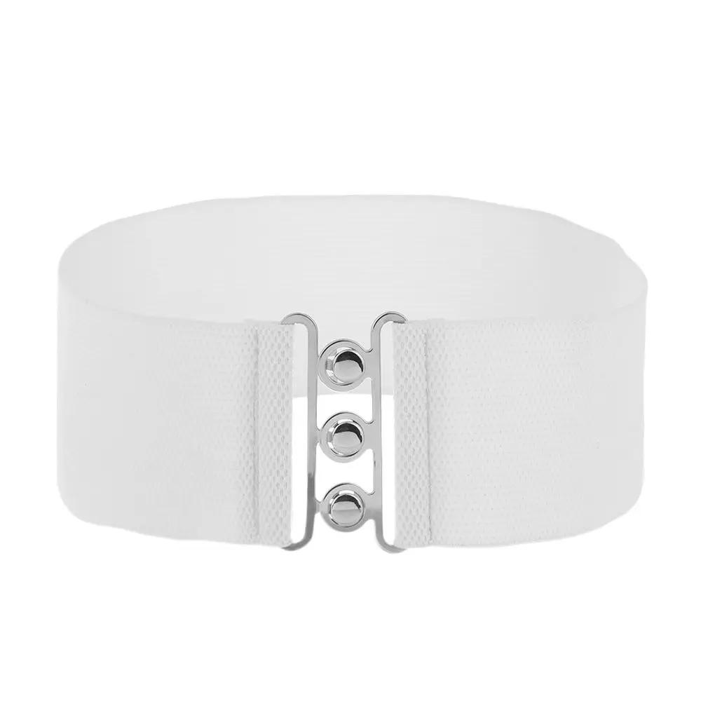 2026 New Women Fashion Wide Elastic Belt Metal Buckle Cinch Waistband Ladies Dress Waist Band Cummerbands Casual Stretch Belt