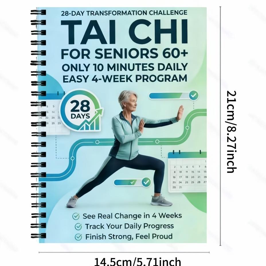 4-bändiges Set Tai Chi Arbeitshefte für Senioren und Anfänger Spiralbindung Mit progressiven Übungen Sanften Routinen Fitnesstraining