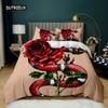 Snake Duvet Cover Wild Animal Comforter Cover Exotic Fairy Rose Twin Bedding Set African Wildlife Style Polyester Quilt Cover