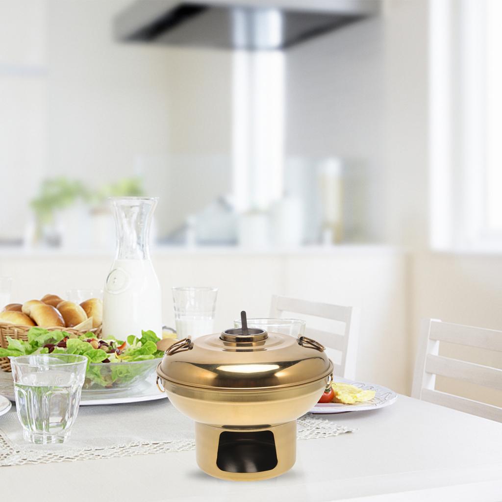 Double Handle Hot Pot Sturdy Stainless Steel Cookware Portable Cooker With Alcohol Stove Cookware with Alcohol Stove