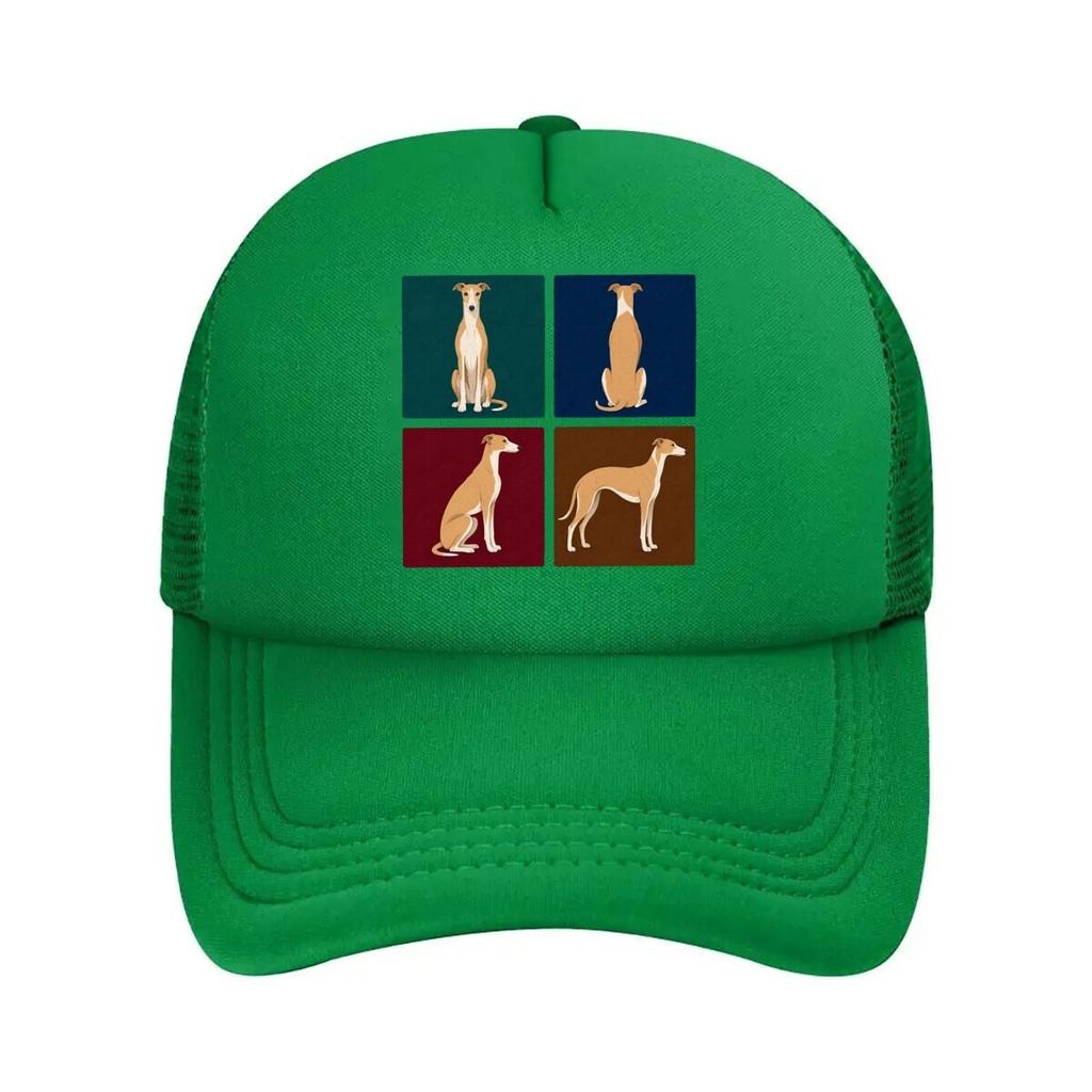 Four Greyhound Pose Panel Illustrati Mesh Baseball Cap For Womens Unisex FeUnisex Beach Dad Hat Hip Hop