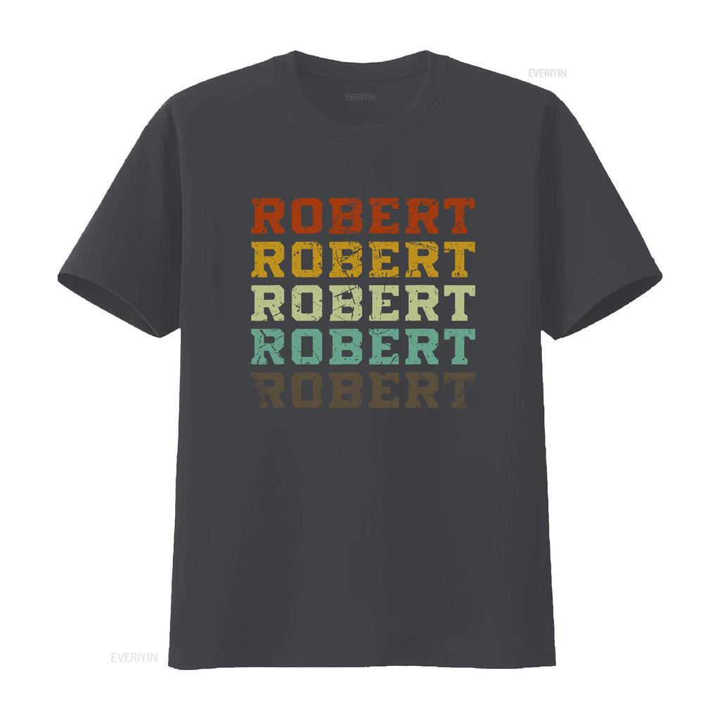 First Name Robert Retro Pattern Vintage Grunge Style Ladies Crewneck T Shirt Vintage Washed Versatile Streetwear Comfortable