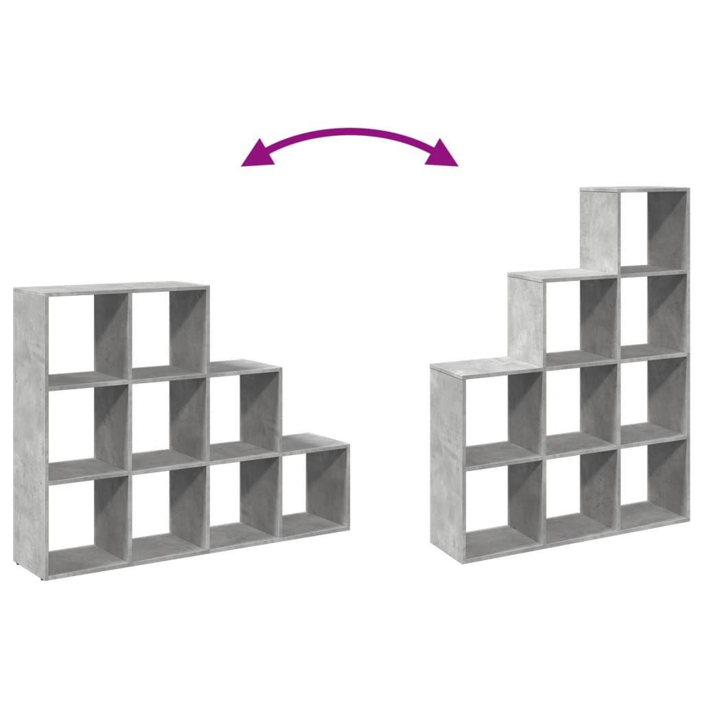 Room Divider Bookshelf 3 Tier Concrete Grey 137.5 x 29 x 103.5 cm
