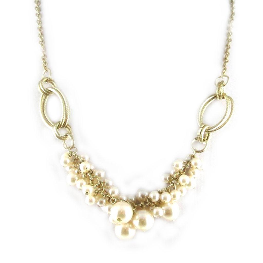 Les Trésors De Lily [L2677] - Gold Ecru 'Sissi' Necklace