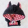 Gingham-Karben-Katzenohren-Hoodie für 10cm Plüschtiere, Schwarz [Gebraucht]