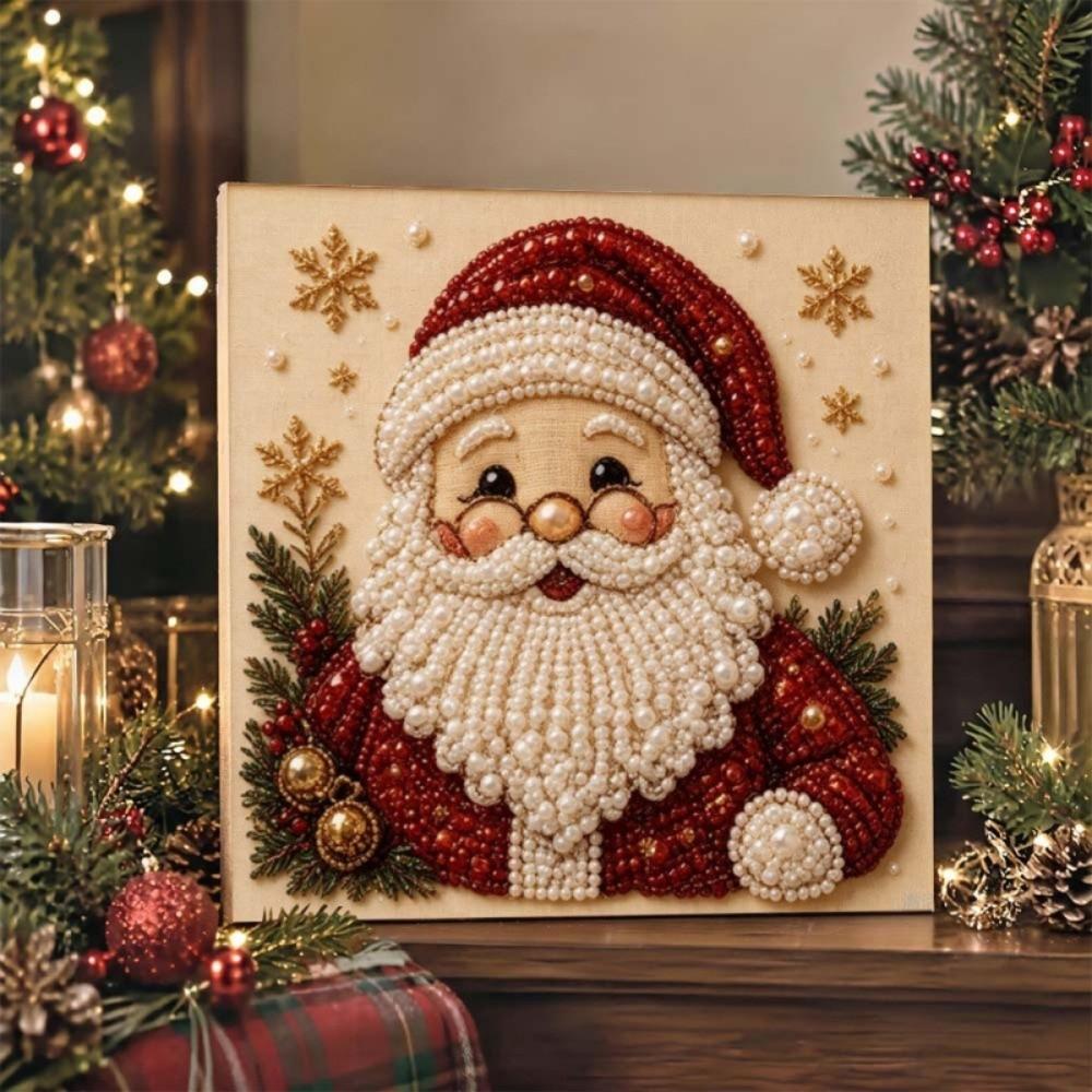DIY Craft Kit Christmas Diamond Collage 2D Flat Beaded Picture Christmas Decoration