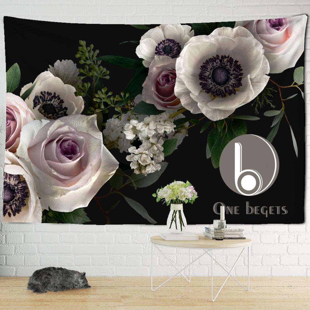 Retro Dark Flower Tapestry Wall Hanging Bohemian Art Simple Aesthetic Room Living Room Dormitory Home Decor