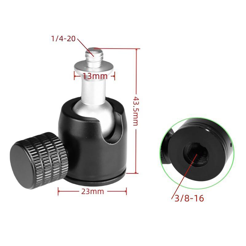 Mini Ball Head Panoramic Tripod Head 1/4'' 3/8" M4 M5 M6 Screw Hole Mount For Camera Camcorder Monitor Smartphone Light Mic