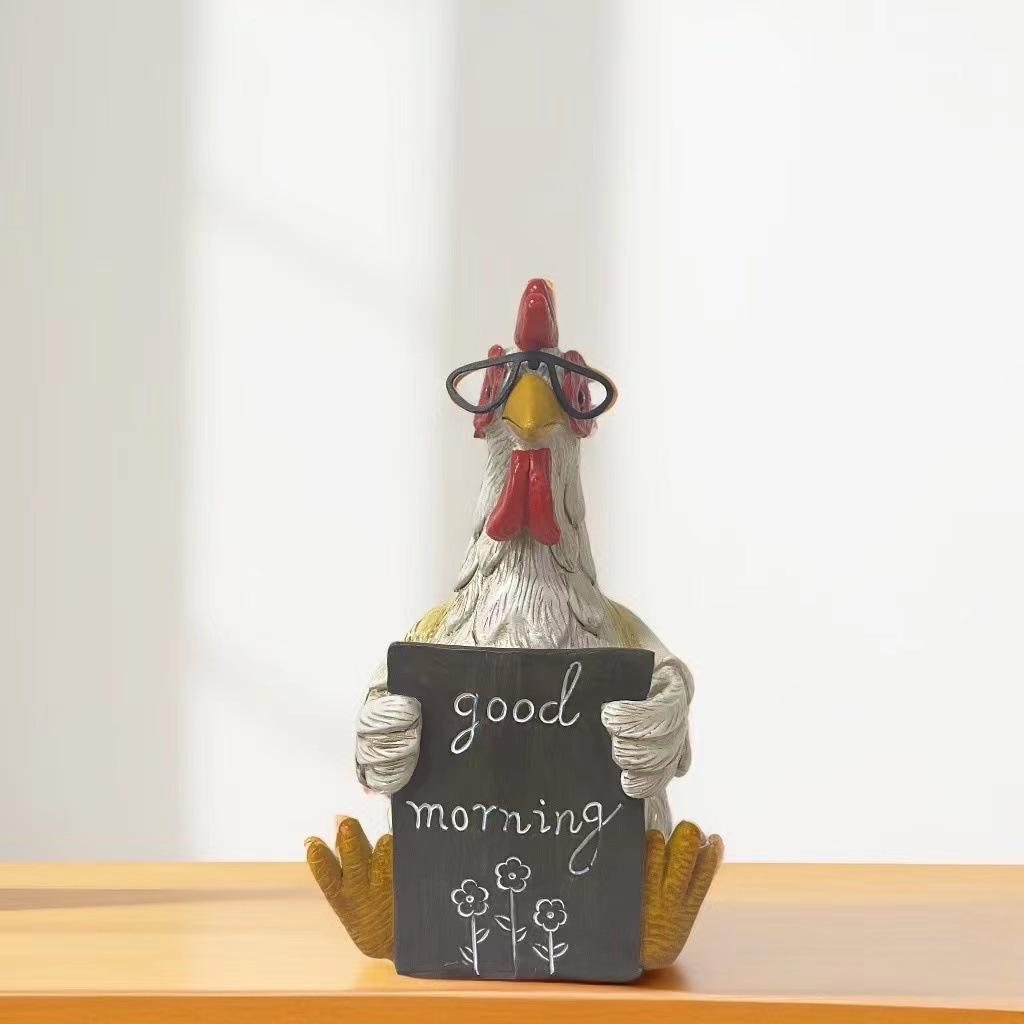 Halloween Resin Hen Ornaments: Lying and Sitting Chickens