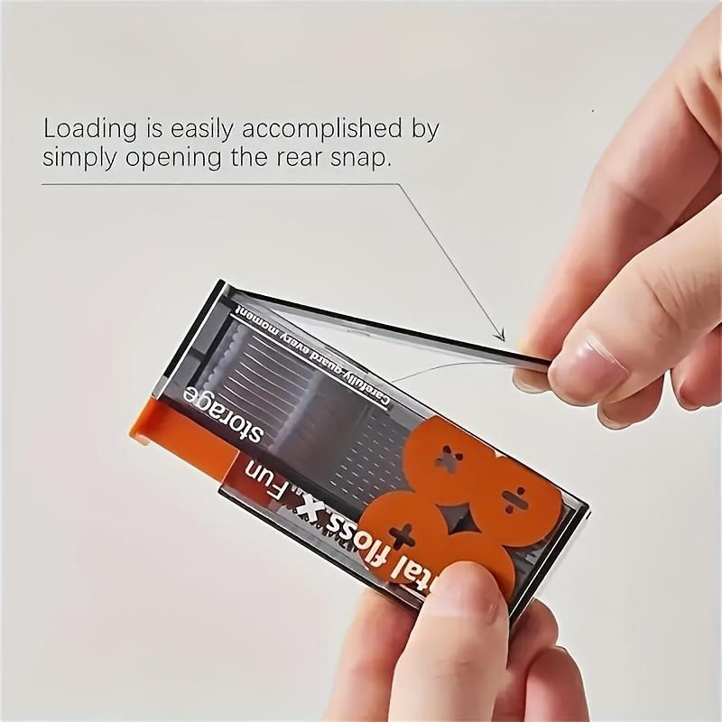 Portable Floss Dispenser Includes 10Pcs Floss Automatic Ejectable Floss Organiser Oral Care Press-on Disposable Flossing Sticks