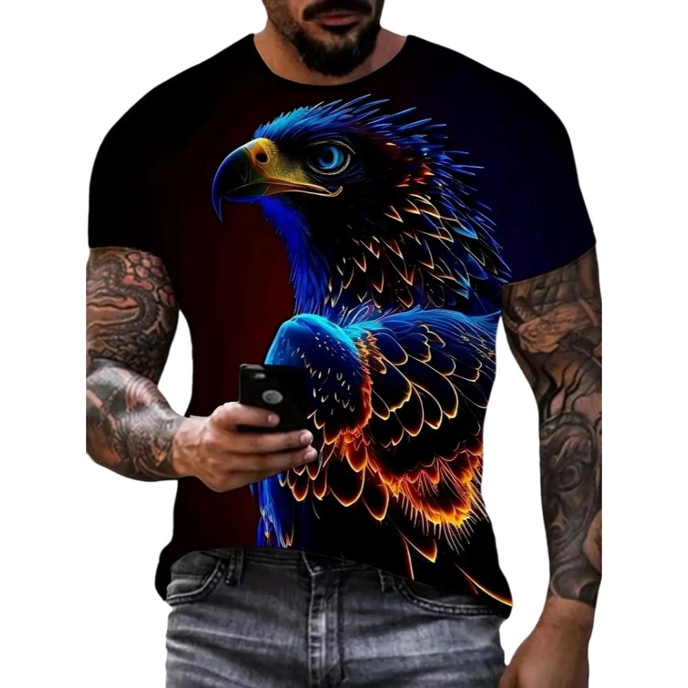 ETST WENDY 05 Fierse Adelaar Heren T-shirt Dier 3D Geprint Heren Casual Korte Mouw Mode Streetwear Lichtgewicht Ademend Herenkleding 2XL