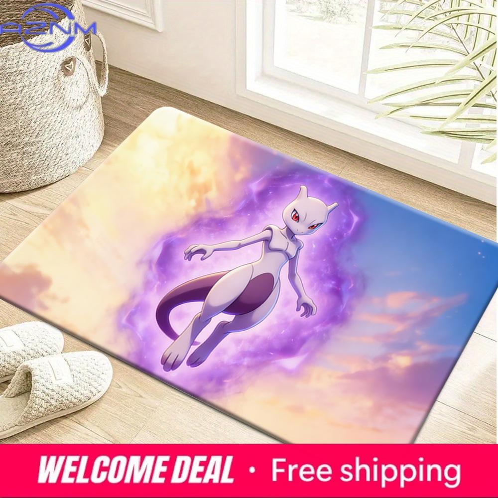 Pokemon Mewtwo Psychic Print Non-slip Doormat, Soft Absorbent Floor Rug for Home Decor 40x60cm