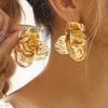 Übertriebene Stereo Vintage Ohrstecker Europäisch Amerikanische Alte Metalltextur Blume Kamelie Ohrringe Für Frauen Modeschmuck