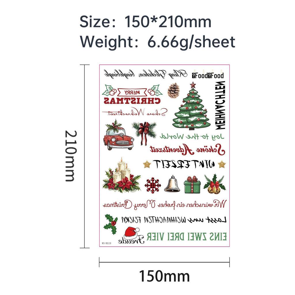 Festive Vintage Tattoo Stickers & Candle DIY Decorations for Christmas Parties