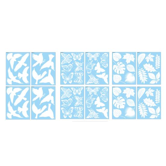4 Sheets Anti Collision Window Clings White Bird Butterfly Leaf Shape Window Decals to Prevent Bird Strikes Reusable Static Sticker