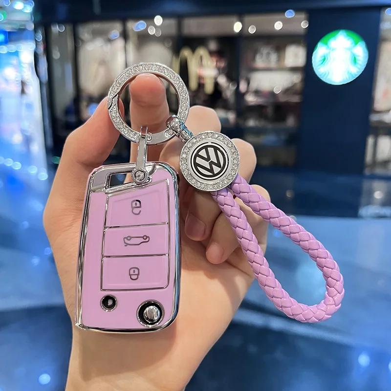 Hot TPU Car Remote Key Case Cover Shell Bag for Volkswagen VW Polo Golf 7 MK7 Tiguan Passat Jetta E-golf Auto Keychain Accessori