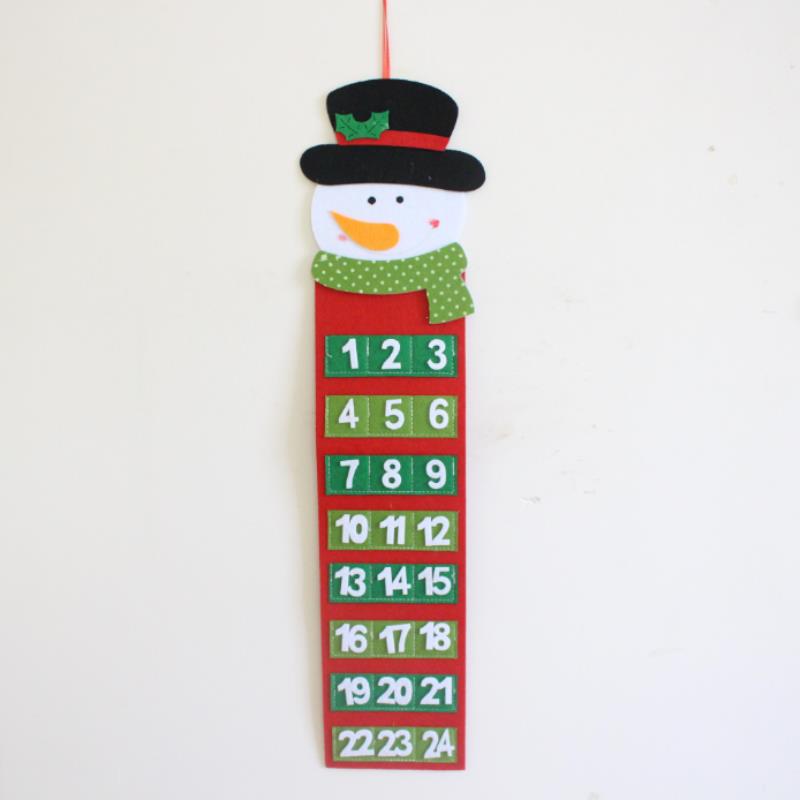 Felt Christmas Tree Decoration Advent Calendar Pendant Snowman Santa Claus Christmas Theme Decoration Countdown Calendar