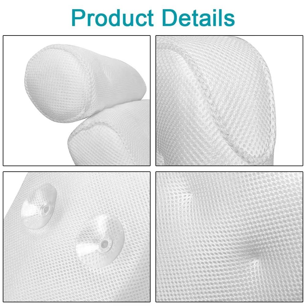 Pressure-Resistant 3D Mesh Tub Pillow Washable Bath Pillow Comfortable Bathtub Pillow  Home Decor