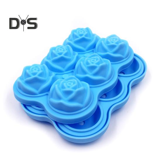 Stampo per cubetti di ghiaccio in silicone a forma di rosa Stampo per cubetti di ghiaccio anti-rovesciamento per cocktail
