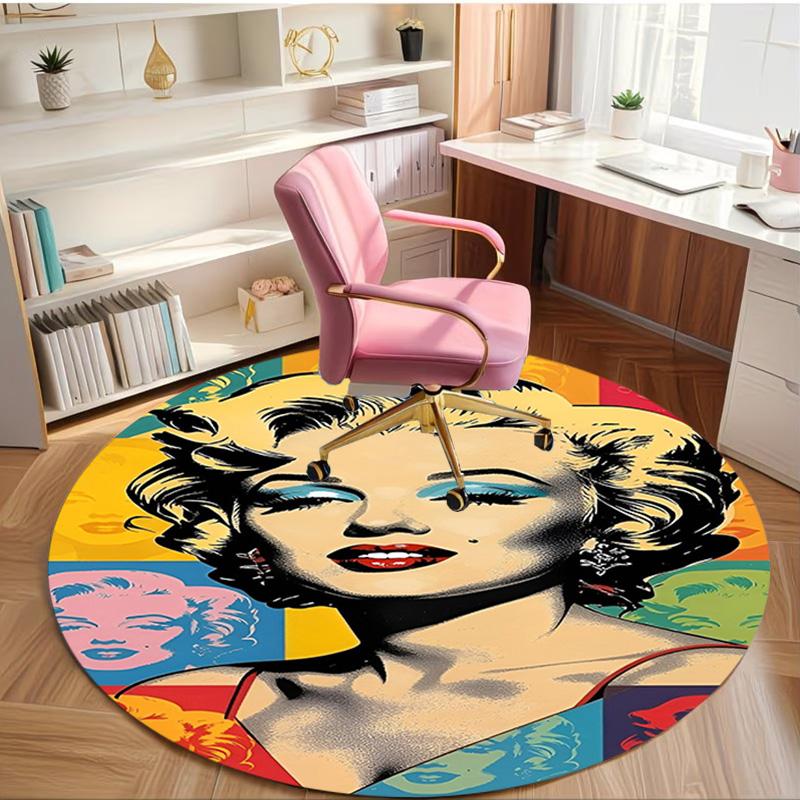 Marilyn Monroe Print Rond Tapijt, Wasbaar Vloerkleed, Voor Entree Slaapzaal Wasruimte Kantoor Studeerkamer, Woondecoratie Verjaardag Kerstcadeau
