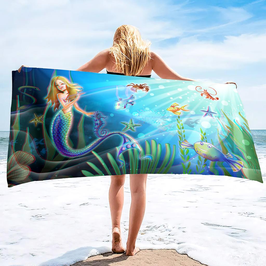 Beach Towels Mermaid Bath Towels Microfiber Pool Towel Shower Towel Beach Towels Quick Dry Pool Towels Gifts for Kids Girls