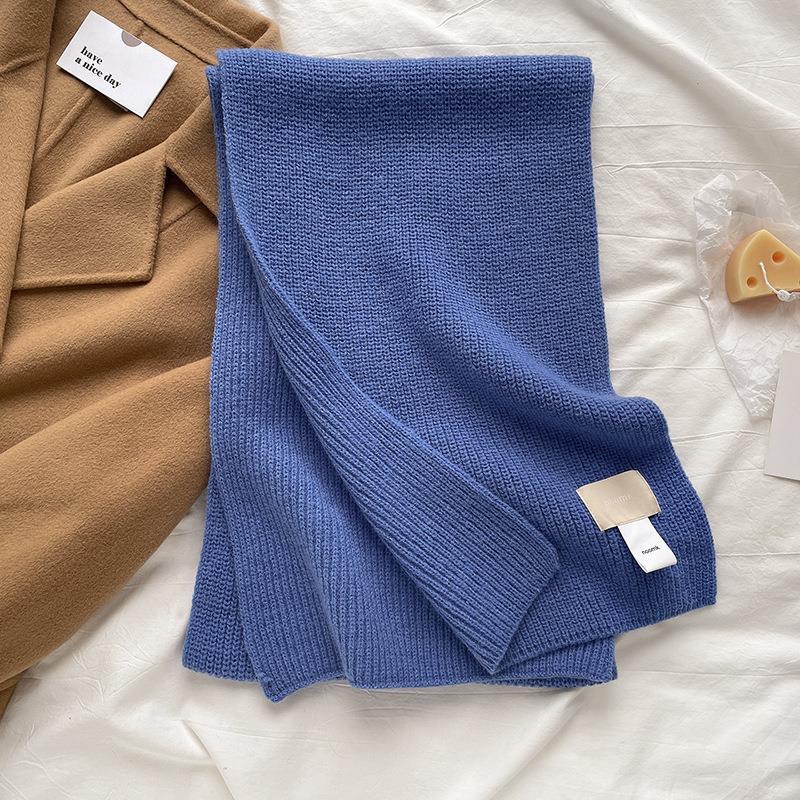 Autumn and Winter New Mars Green/knitted Long Scarf Solid Color Wool Warm Scarf