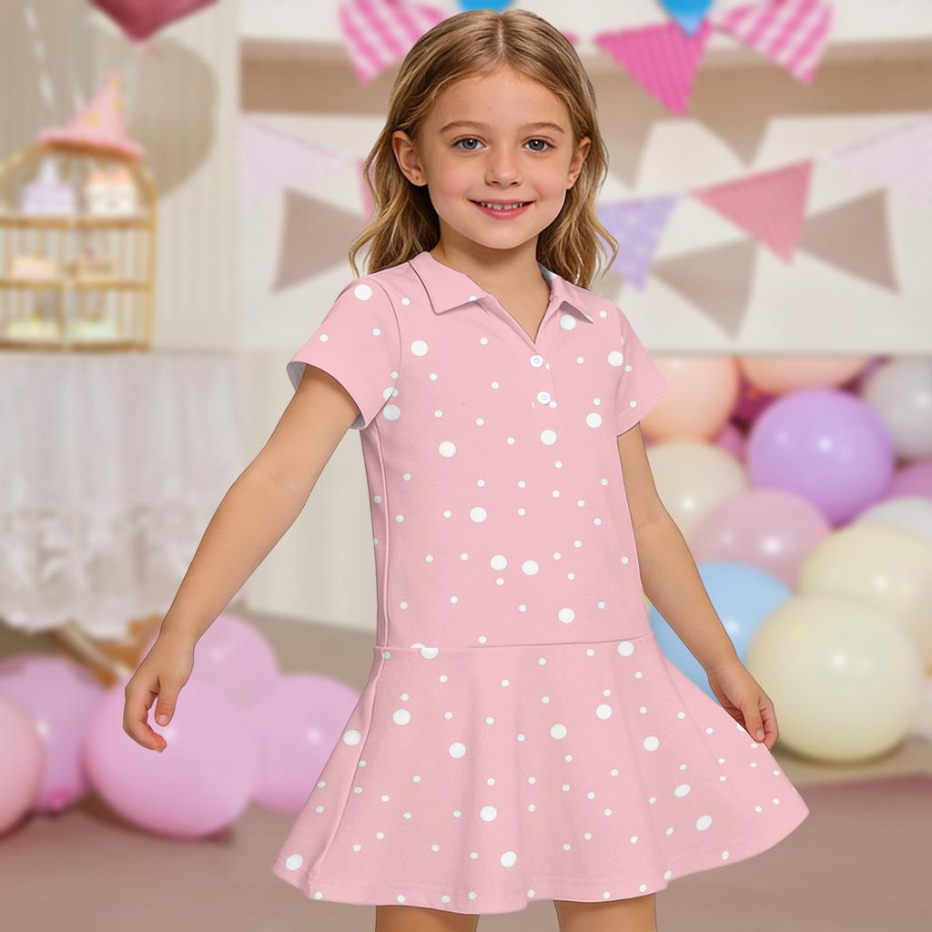 Kids' Dress - Short Sleeve Pocket Color Frock Kids' Collared Dress - Short Sleeve Pocket Frock