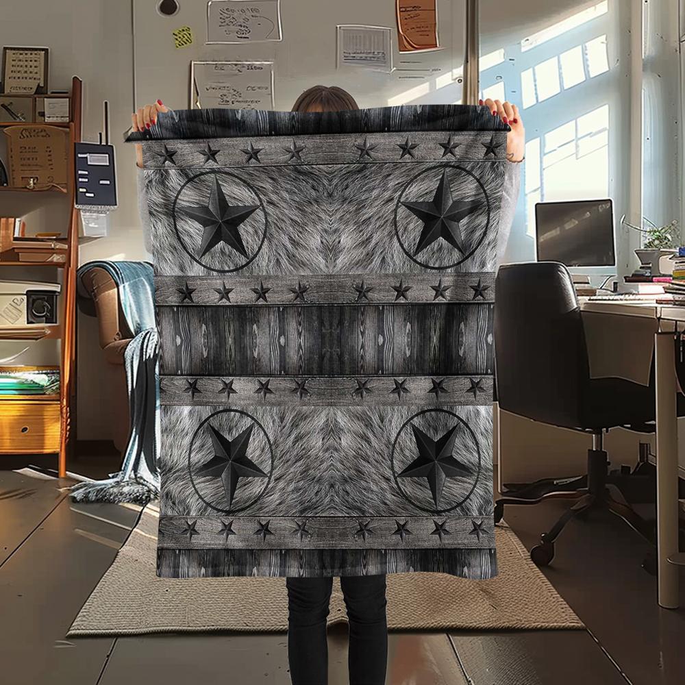1Pc Western Texas Print Flannel Blanket, High Quality Comfortable for All Seasons, Home Decor, Warmth and Comfort, Perfect for Christmas Gifts