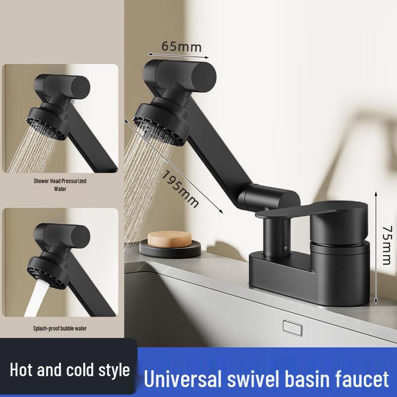 Gunmetal Black Bathroom Basin Double-Hole Faucet