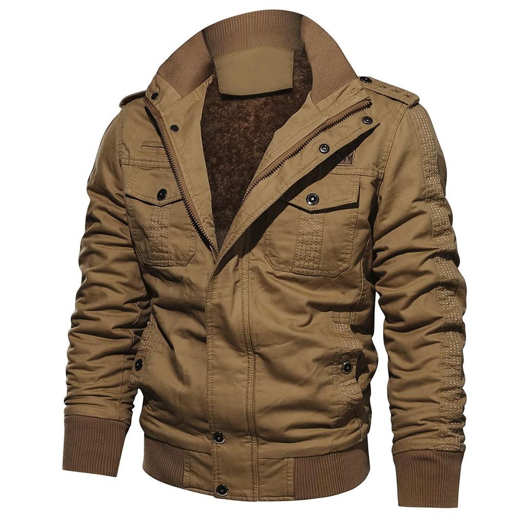Men's  Winter Military Clothing Zipper Pocket Loose Breathable Coat