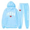 European Size Plus Fashion Printed Sweater Autumn and Winter Fleece Warm Hoodie Casual Sports Women's Suit