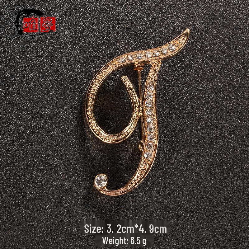 Men's Suit Jacket Brooch: Elegant English Letter Pin for a Stylish Touch