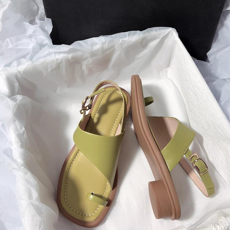 Basic Women Sandals Fashion Design Summer Genuine Leather Ladies Low Heels Casual Party Office Ladies Shoes Woman New Arrival
