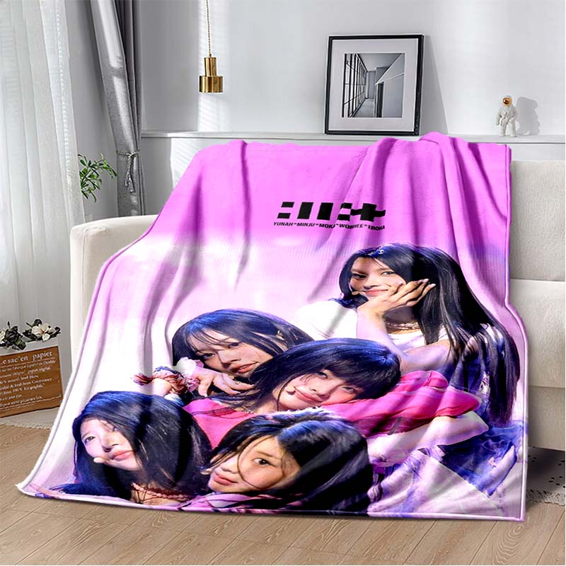 3D Printed Flannel Blanket I-ILLIT Combo K-POP Home Sofa Bed Blanket | Birthday Gift,