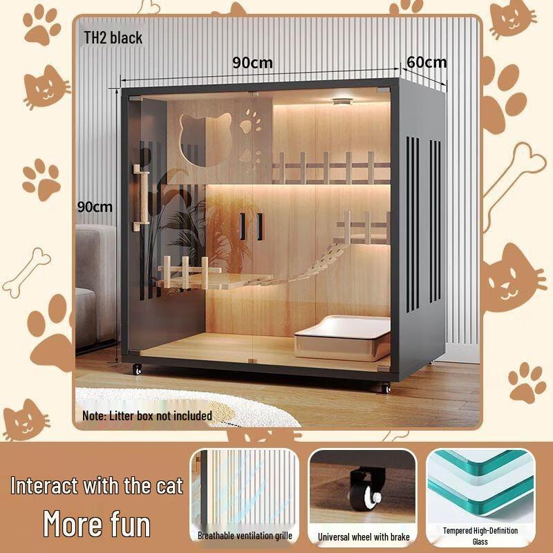 JINGRUIXIANG Wooden Indoor Cat House & Cage