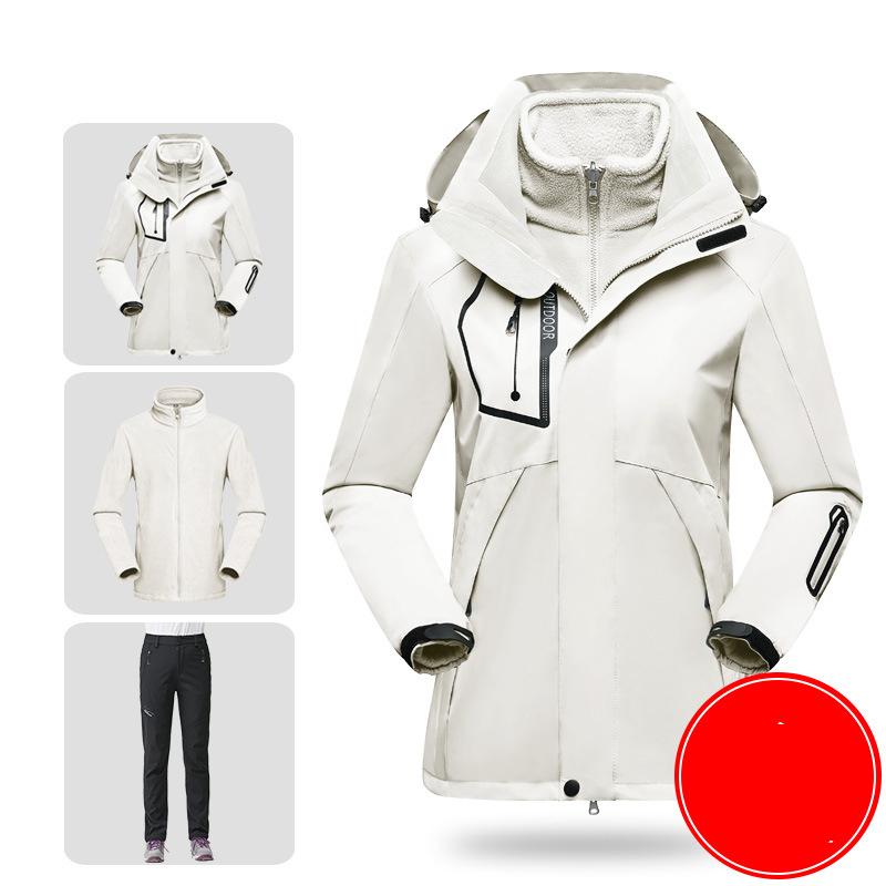

Женский зимний лыжный костюм три в одном, костюм для хайкинга, одежда для катания на лыжах и сноуборде, толстый, теплый, водонепроницаемый, лыжные пуховики, уличная снежная куртка для женщин XXXL белый