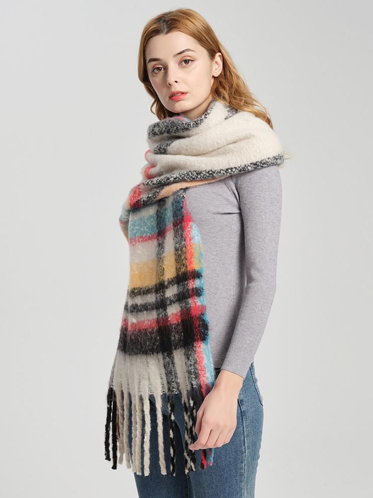 New Imitation Cashmere Women Scarf Winter Plaid Scarve Thick Wrap Shawl Pashmina Tassel Lady Mujer Foulard Bufanda Echarpe Hiver