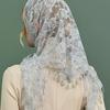 1pc Rose Pattern Lace Triangle Hijab Scarf Thin Breathable Tassel Shawl Elegant Style Windproof Sunscreen Head Wrap