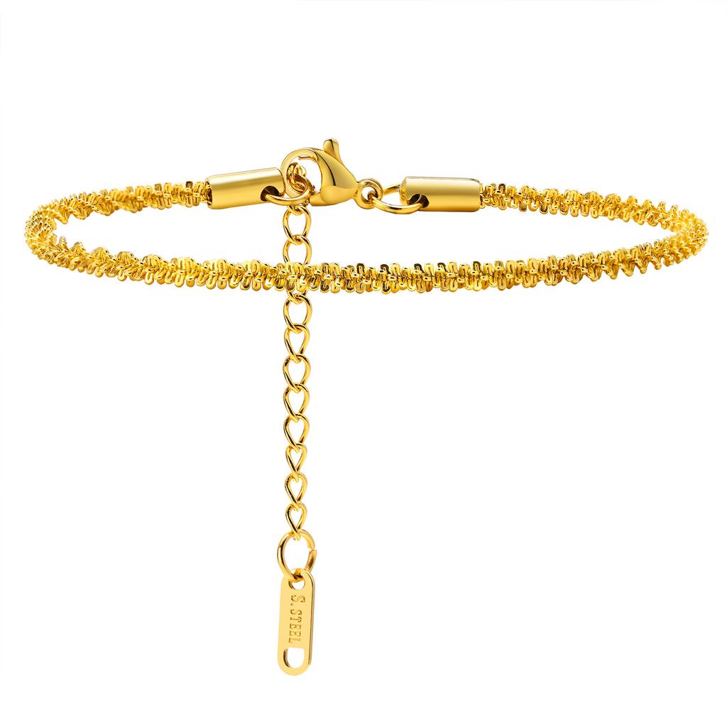 Simple And Versatile Stainless Steel Gold 18K Gold Bracelet Stacked Fashion Personality 1322