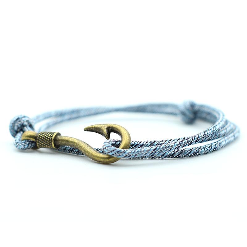 Stylish Fishhook Bracelet For Men Bilayer Sliding Adjustable Grade A 3mm Thin String Braslet Beach Navigation Surfing Braclet