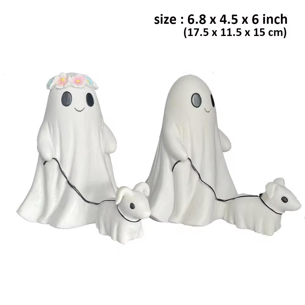 15CM Halloween Ghost Walking Dog Statue Resin Halloween Figurine Halloween Decoration Ornament Holiday Gifts For Boy Girl
