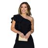 Women's One Shoulder Sleeveless Solid Jumpsuit Slim Fit High Waist Ruffle Wide Leg Romper