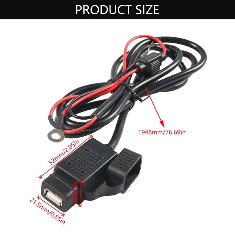 2.1Amp Waterproof Motorcycle USB Charges SAE to USB Adapter Cable Phone Tablet Navigation Charges