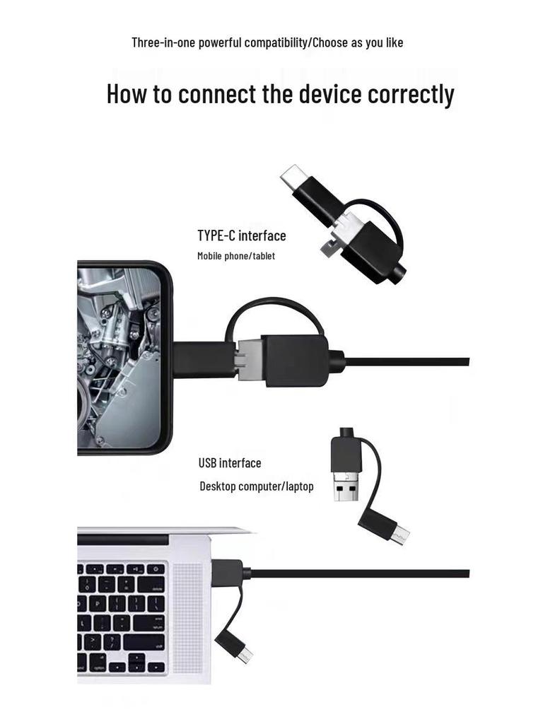 HD Waterproof Endoscope for Android with 1m Tube and 8 LED Lights